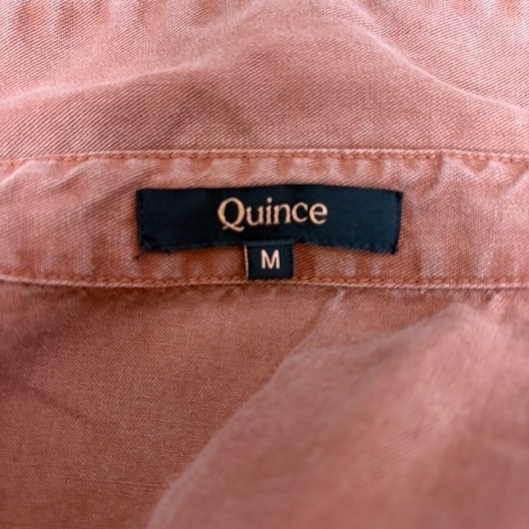 Quince Vintage Wash Tencel Camp Shirt Terracotta Size M Preppy Minimalist Boxy - Picture 5 of 7